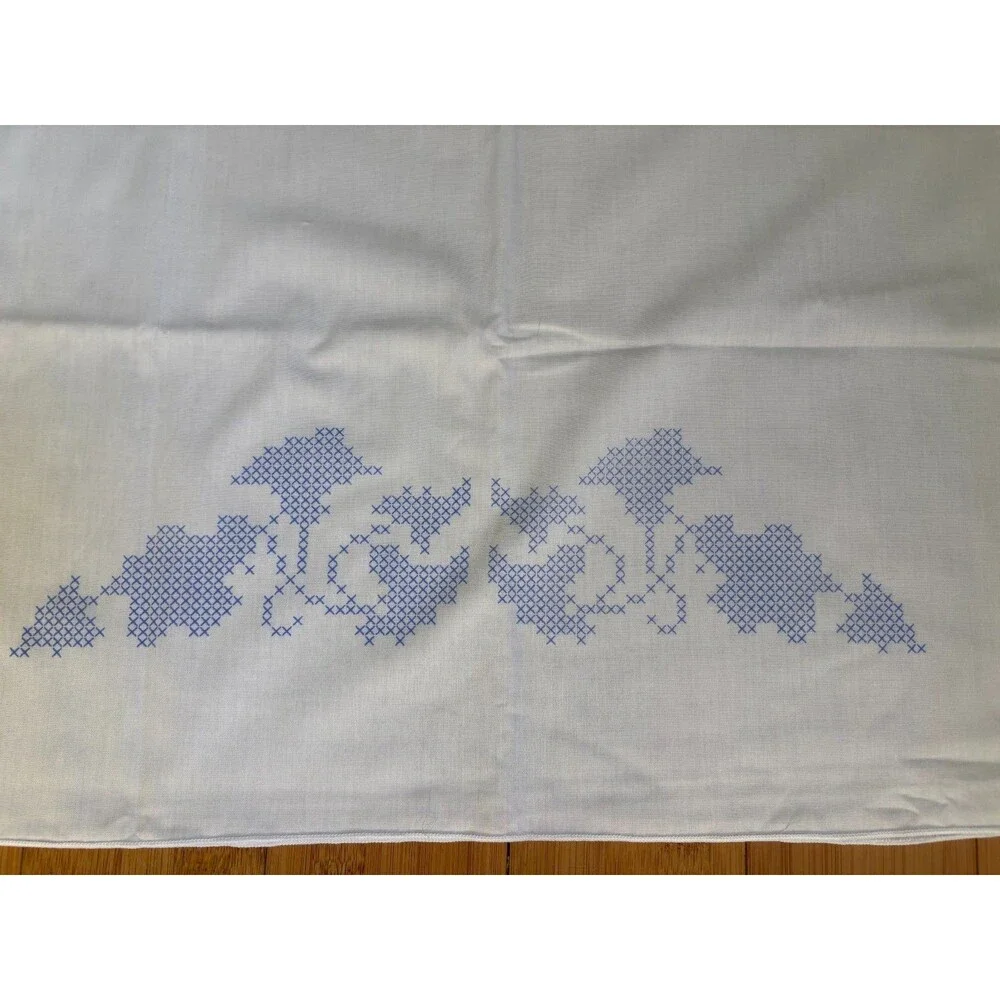 New Herrschners Morning Glory Cross Stitch Kit Pillowcases & Dresser Scarf Set
